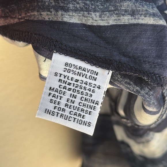 Habitat Navy Stripe Button Up 3/4” Blouse - Picture 8 of 9